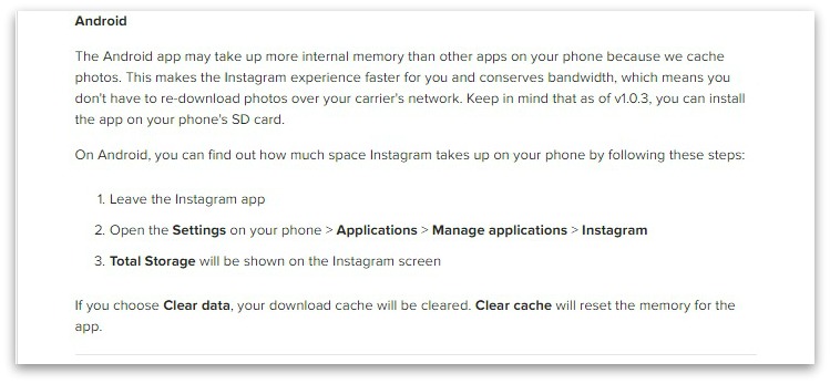 Instagram takes up too much space on my phone. Instagram Help Center