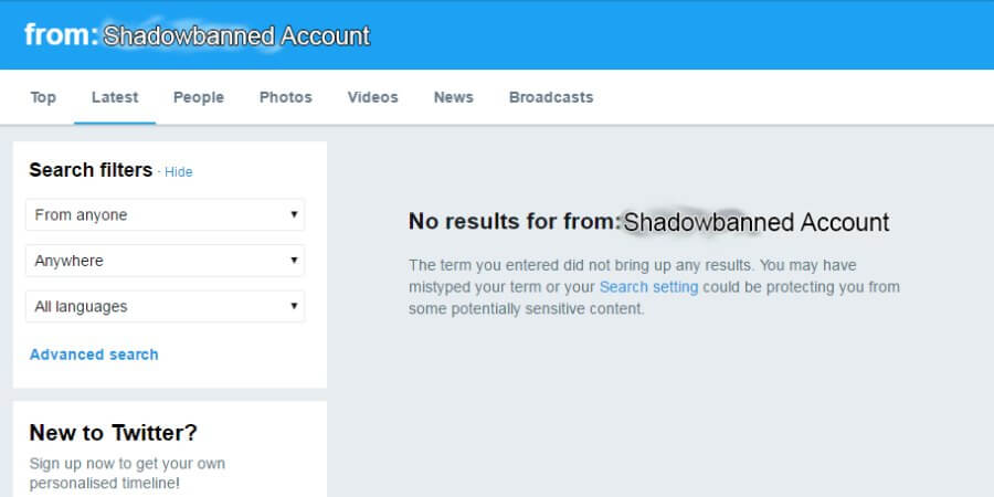 Shadowbanned on Twitter