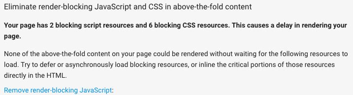 Render Blocking Scripts and CSS Resources